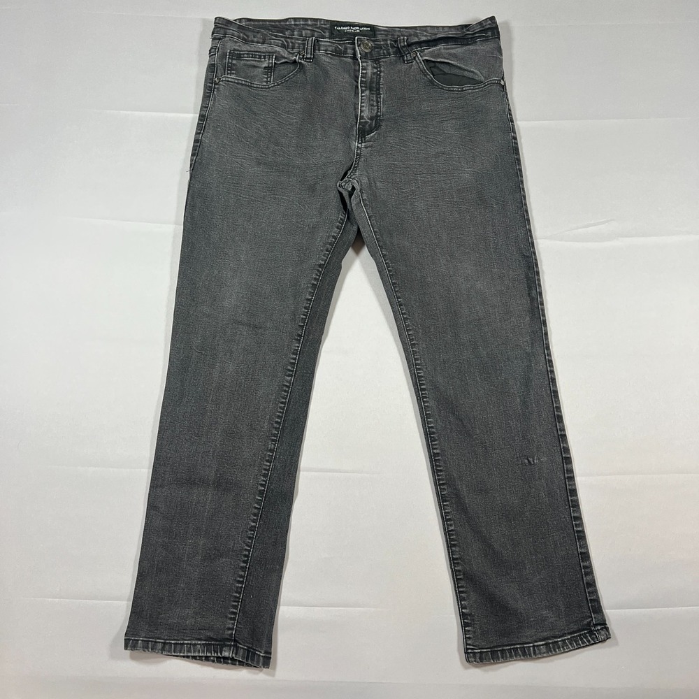 Tailored Recreation Premium Jeans Mens 38x32 Black Cotton Stretch Straight Leg